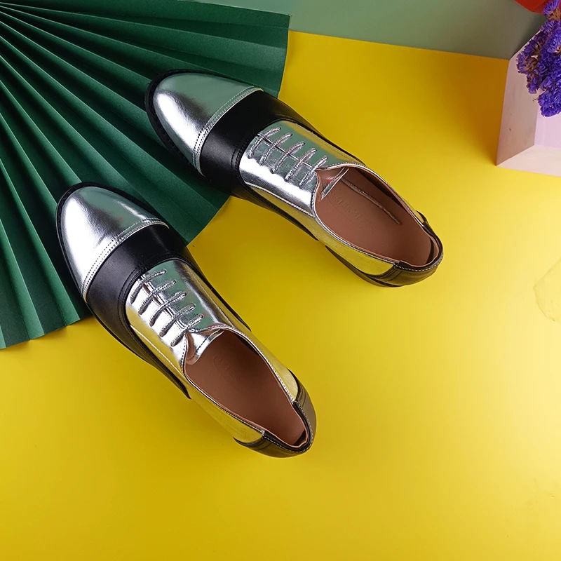 Women's Leather Summer Platform Sneakers Flat Casual Oxford Shoes Loafers Moccasins Spring Vintage for Woman Trend New