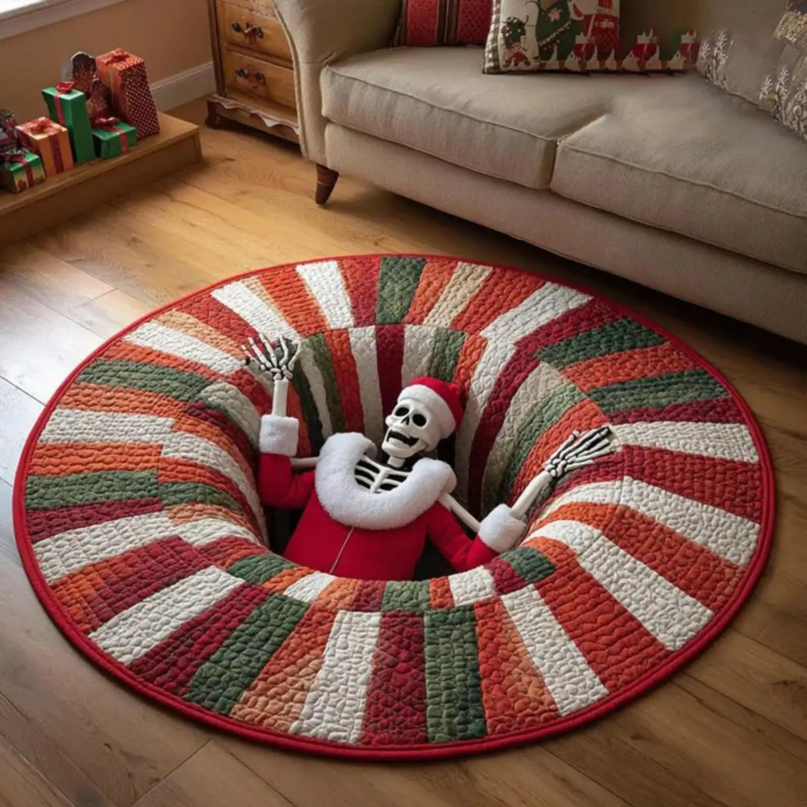 3D Rug Christmas Home Decor Skeleton Skull Non-Slip Visual Door Carpet For Kitchen Entryway Entrance Indoor Bathroom Bedroom