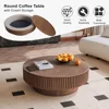 Round Coffee Table with Storage,Modern Wooden Coffee Tables with Solid Wood Veneered,Circle Center Tables Accent Tea Table 6