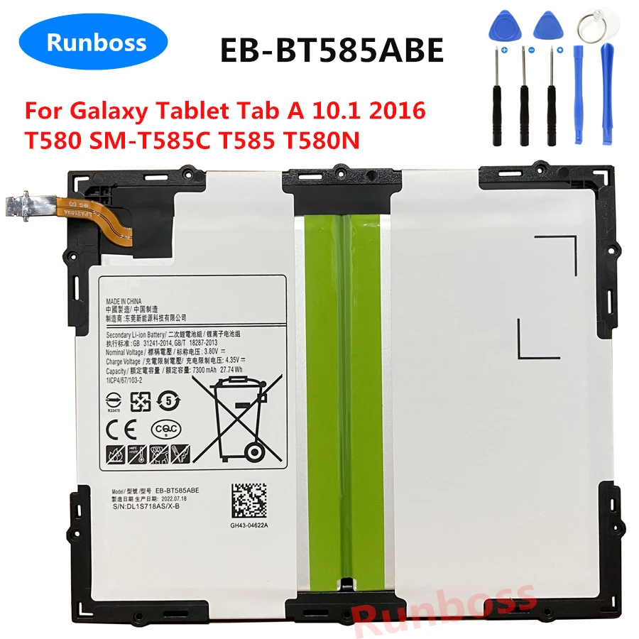 

New Original EB-BT585ABE 7300mAh Battery For Samsung Galaxy Tablet Tab A 10.1 2016 T580 SM-T585C T585 T580N Tablet PC Batteries