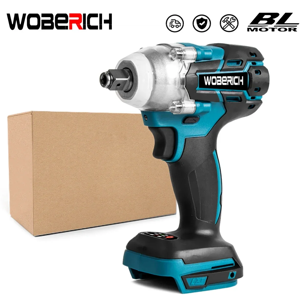 okalee brushless cordless 1 2 inch electric impact wrench 520n m dual function screwdriver power tools for makita 18v battery Brushless Cordless Electric Impact Wrench 1/2 inch Screwdriver Socket Power Tools Compatible for Makita 18V（without battery）