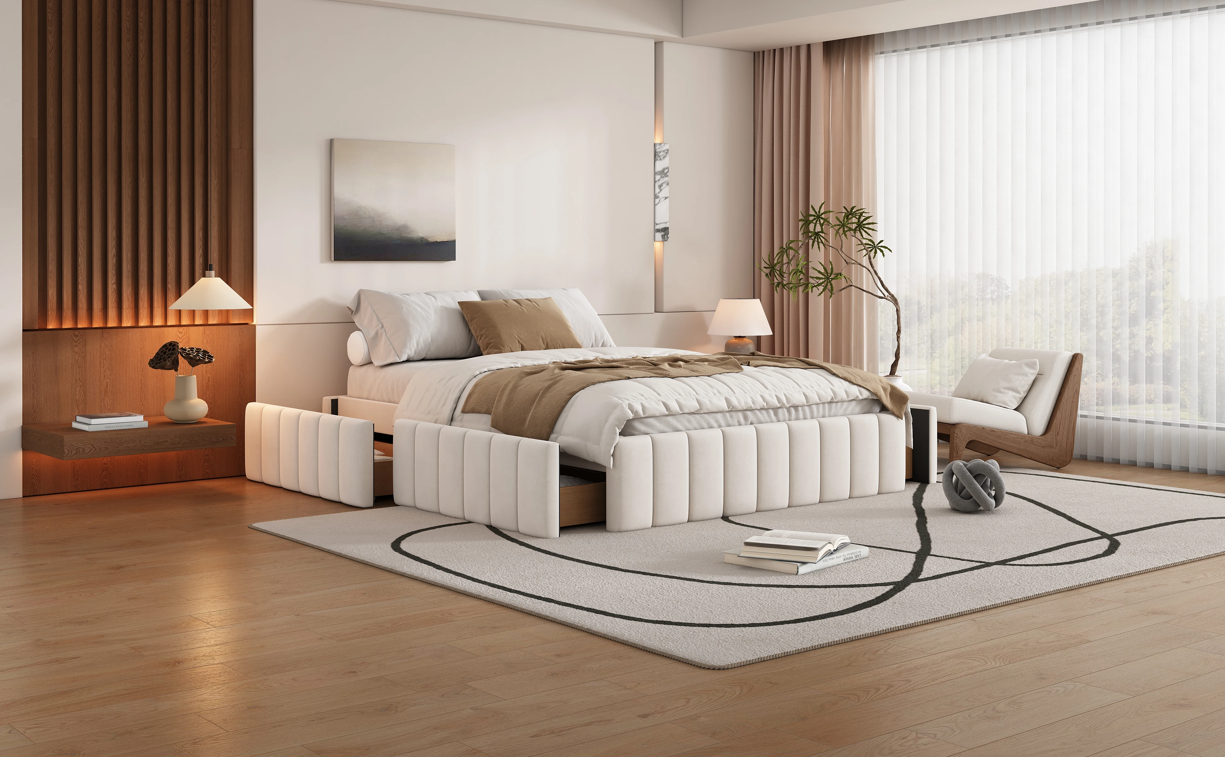 Polsterbett 140 x 200 cm, Bettgestell, Einzelbett, Doppelbett, Designerbett mit Lattenrost (ohne Matratze), Bettgestell – Detail 18