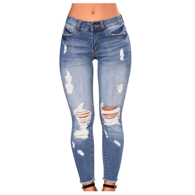 Slim Fit Ripped Jeans for Women Butt Lifting Distressed Denim Pants - Image 2