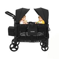 Poussette pliante pour enfants 2 places, capote amovible, roues tout-terrain, pousser et tirer, frein à pied, jusqu'à 60 kg, idéale pour le camping et les voyages en plein air 8