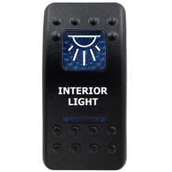 Marine Grade Waterproof Rocker Switch with Blue LED Light Bar, 12V, ON/OFF Options (INTERIOR LIGHT)