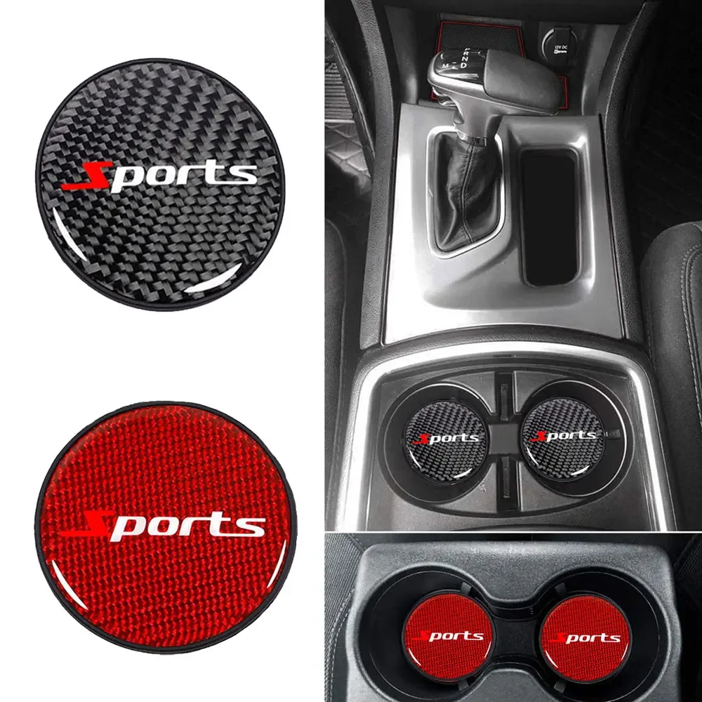 

2pcs Universal Car Cup Holder Pad Water Cup Slot Non-Slip Mat Accessories Real Carbon Fiber Automotive Interior Accessories