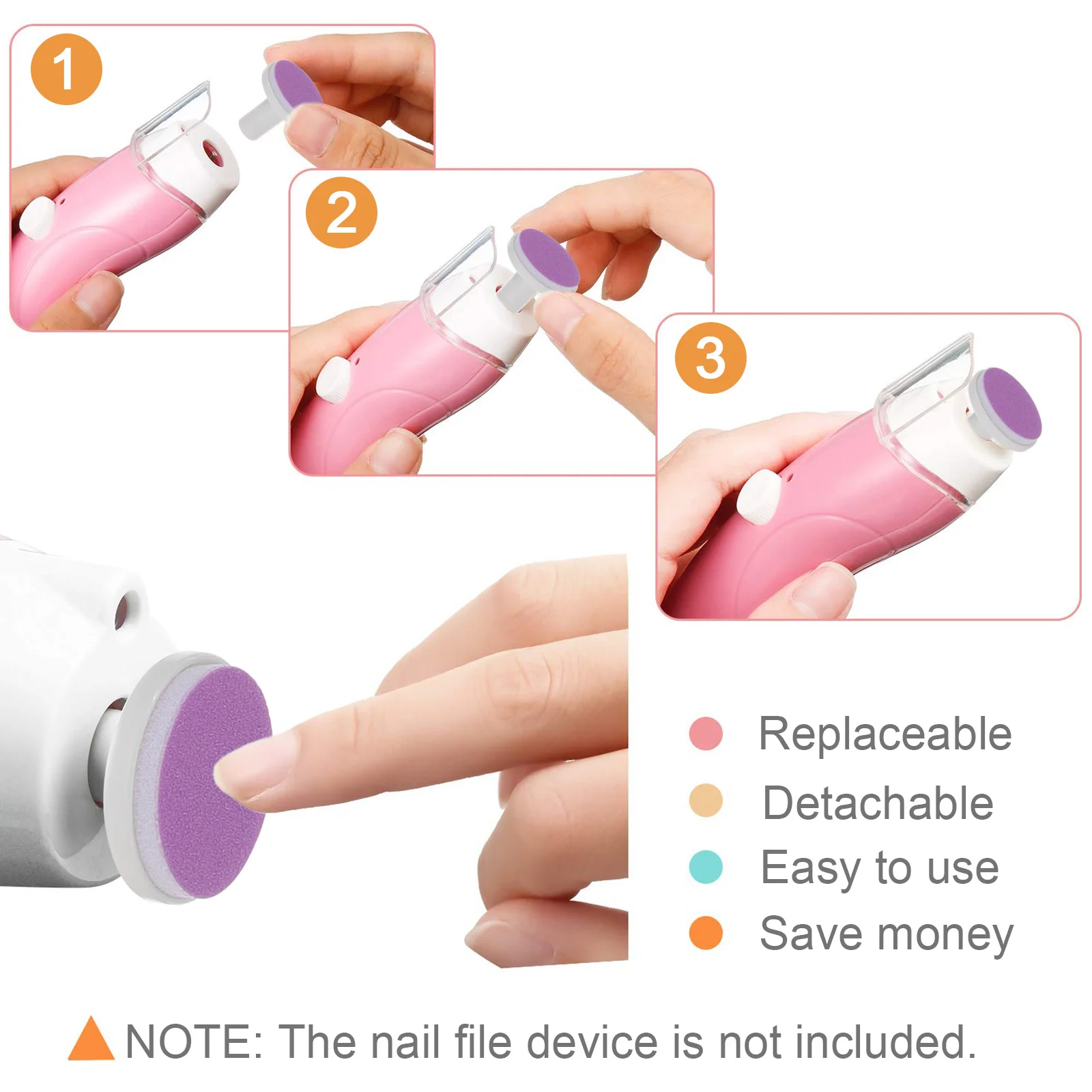 Nail Care Kit Nail Grinder 24 Pcs Grinding baby nail heads Sandpaper pad Trimmers Grooming kit Replacement pads Electric clippers File