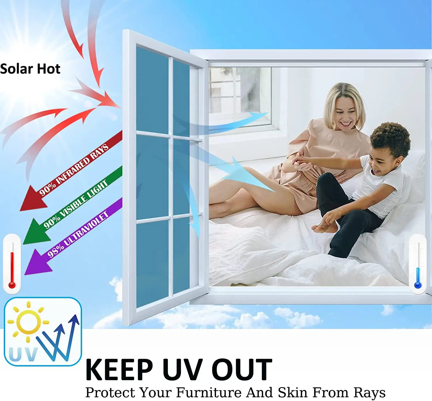 Window Privacy Film Window Film Window Privacy Film One Way Mirror Film Daytime Anti UV Sun Blocking Heat Control Reflective Glass Tint Sticker For Home Office