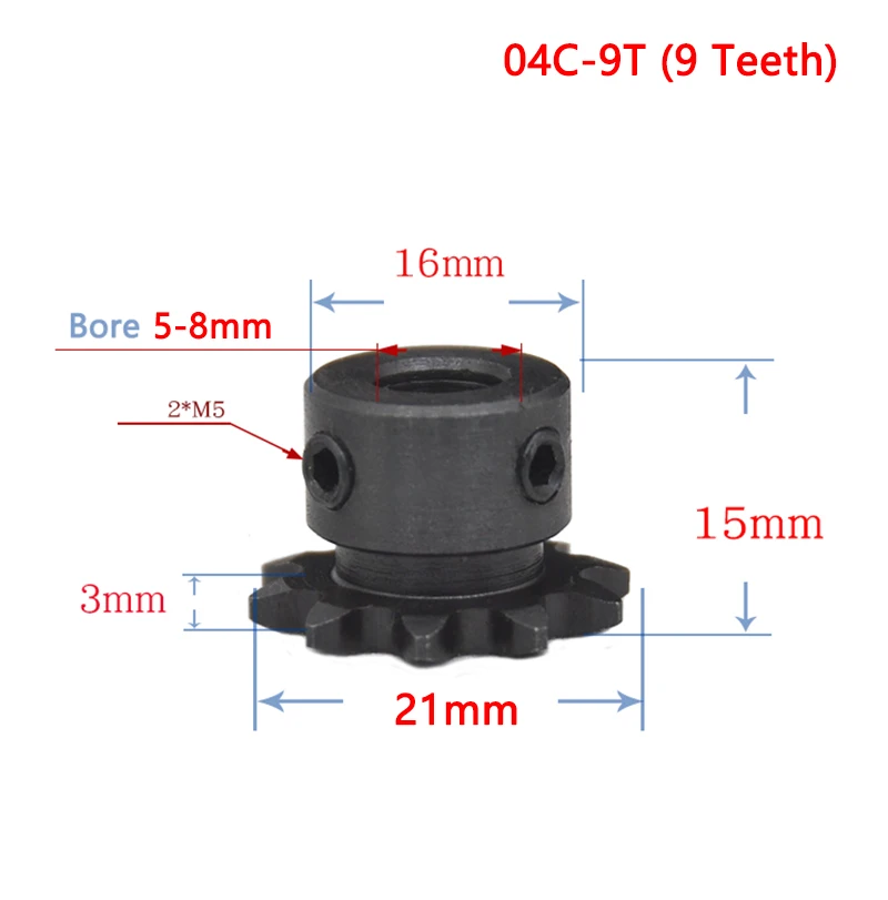 1pc 9T 10T 04C Sprockets for Roller Chain 9 10 Tooth 45# Steel Gear Industrial Drive Sprocket Bore 5 6 6.35 8 10mm