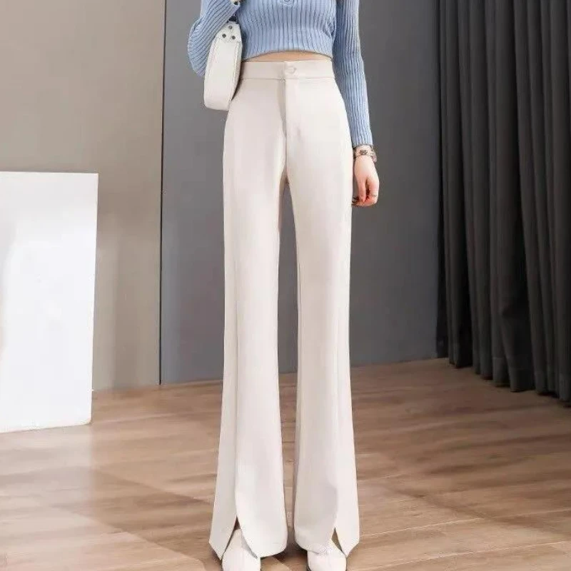 

2023 New Micro Raglan Pants Women's High Waist Slim Suit Split Wide Leg Pants Dropped and Fashionable Floor Dragging Pants