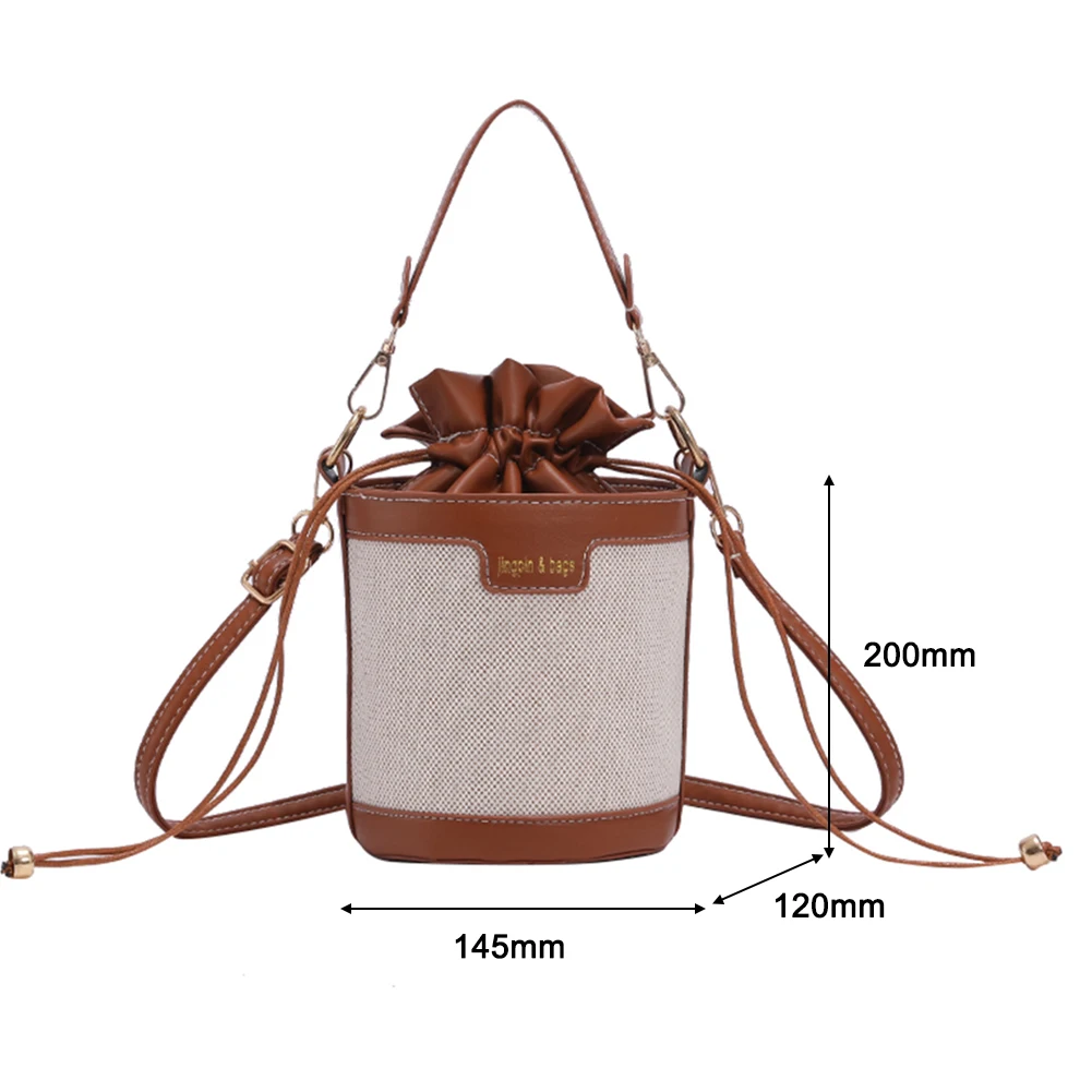 Women Shoulder Bags Cylinder PU Leather Bucket Crossbody Bag