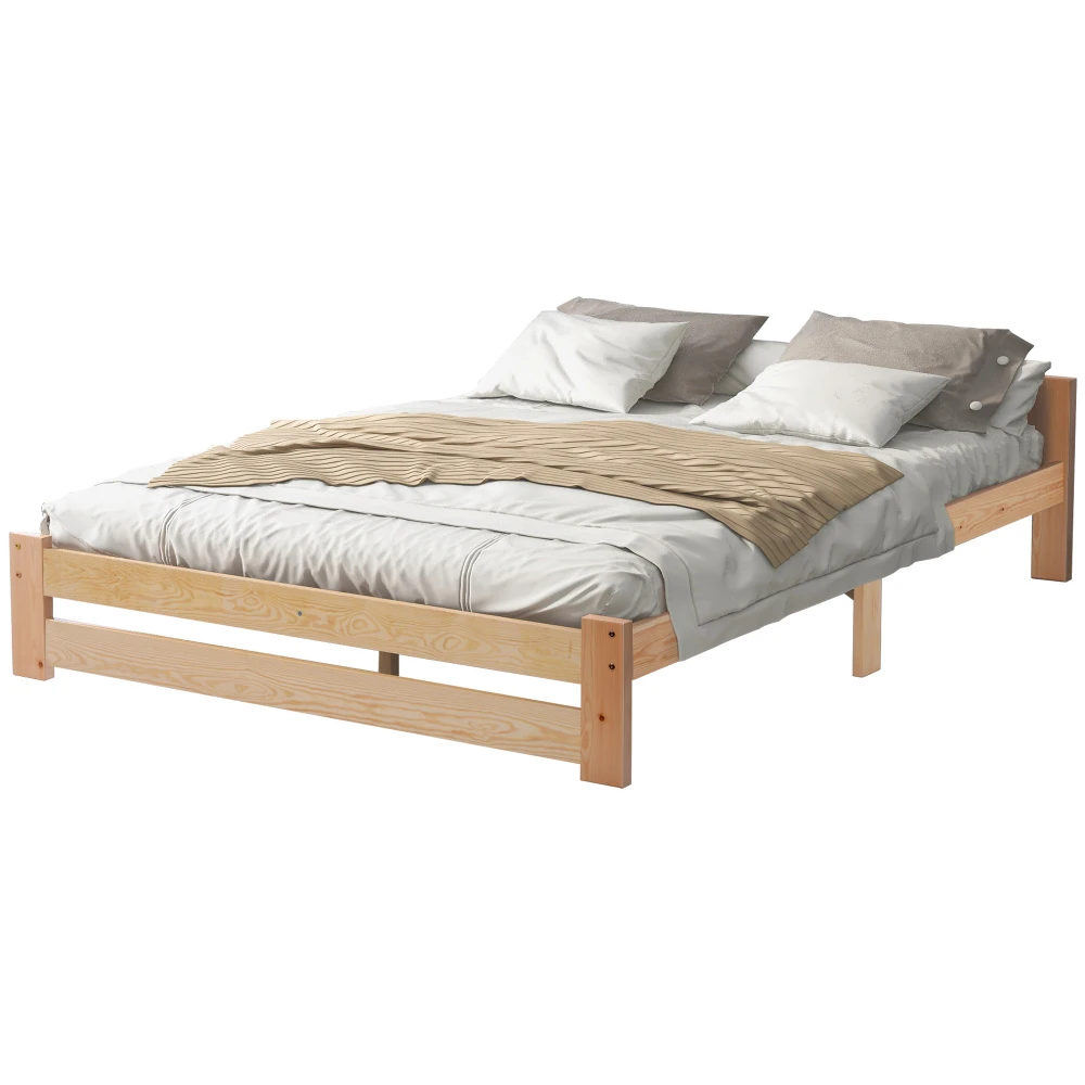 PINGGO Massivholzbett Futon Naturholzbett mit Kopfteil und Schiefer Naturfreundliches Massivholzbett für Komfort ohne Matratze – Detail 32