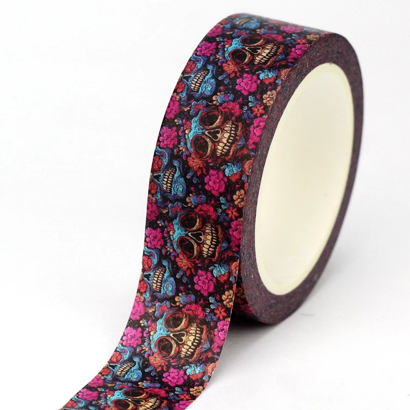 2024 NEW 1pc 10M Deco Bat Skull Black Cat Haunted House Halloween Masking Washi Tape for Scrapbooking Cute Journal Stationery 6