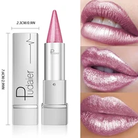 Rouge à lèvres Pearl Shimmer pour femmes, couleur métallique haute brillance, imperméable, anti-taches, longue durée 24 heures, Gla léger 6