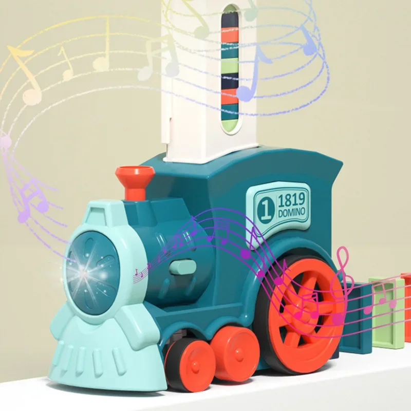 Children's Toys Domino Train Electric Car Kids Automatic Laying Dominoes Set Brick Blocks Kits Children's Games for Boys Gift Toy Building Blocks Domino Set
