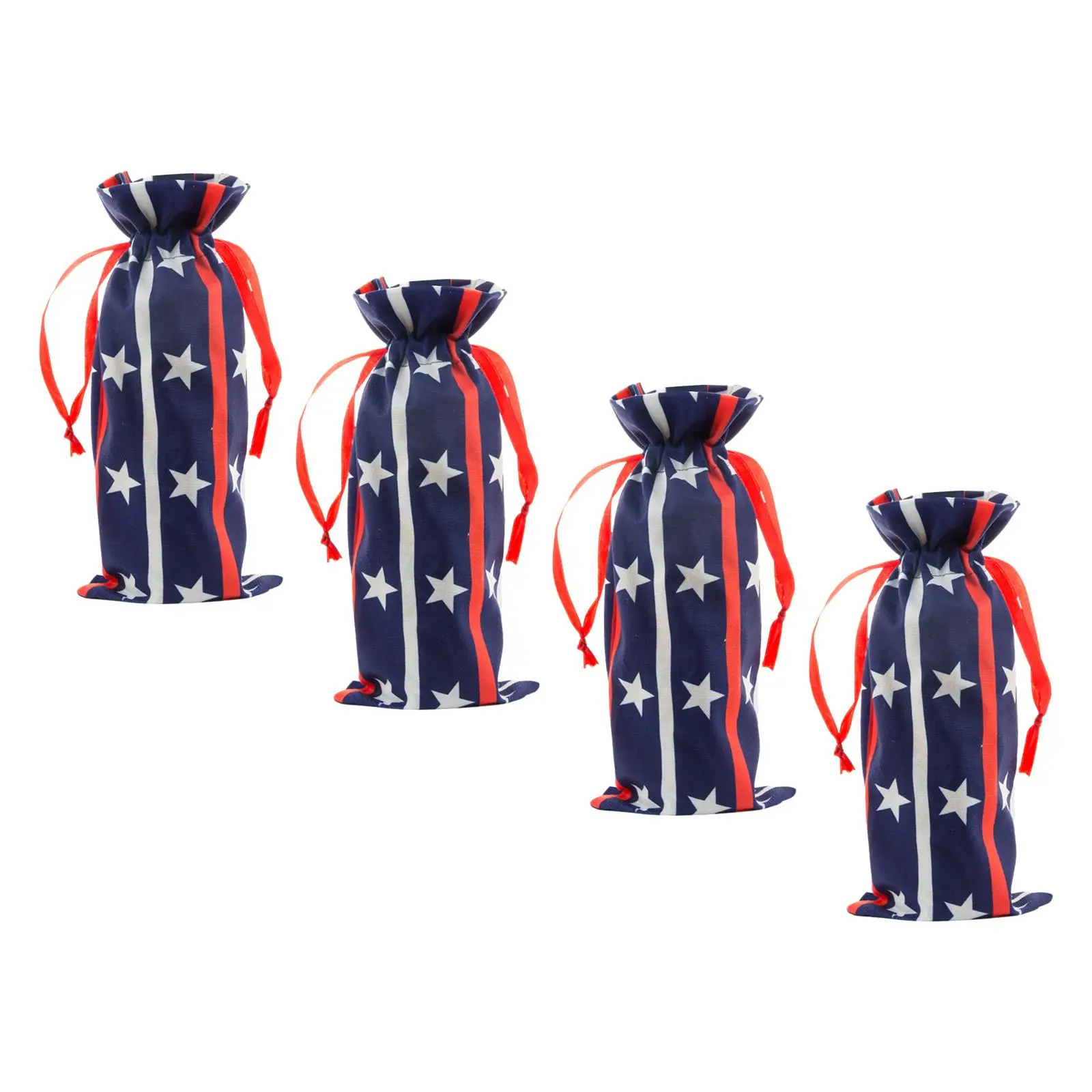 4x Drawstring Wine Bottle Bags Wine Accessory 4TH of July Wine Gift Bags