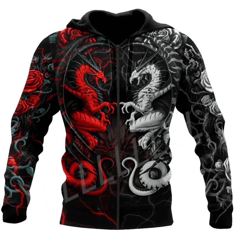 

Men's zipper hoodie 3D printed Dragon Element Fashion sweater Personality Street casual sports shirt Oversized jacket jackety2k