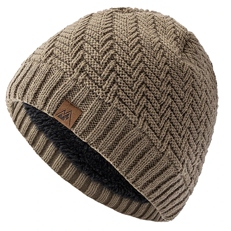 Heißer Verkauf Unisex Peak Labal Winter Hüte Mode Gestrickte Hüte Für Männer Frauen Beanie Cap Outdoor Plüsch Fell Gefüttert Warme Sport Hut – Detail 18