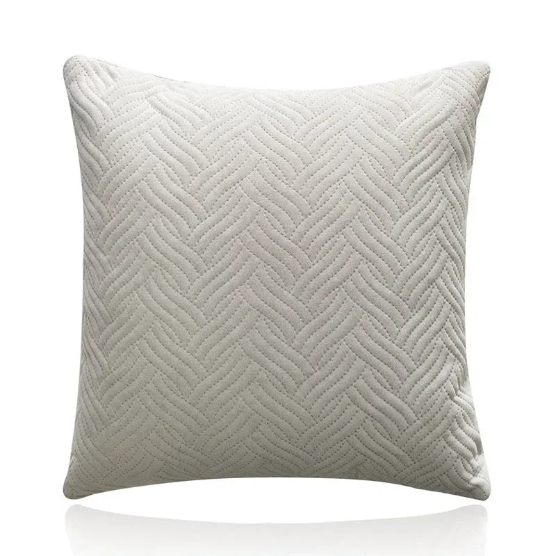 Light gray interlocking quilted pillow cover