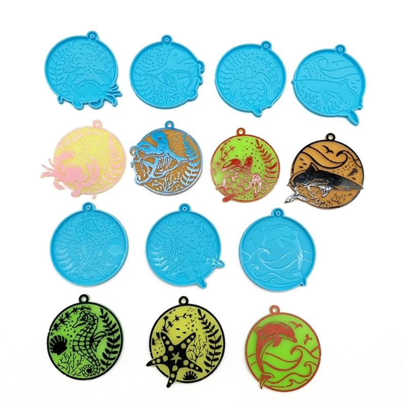 

DIY Keychain Pendant Silicone Mold Ocean Themed Round Epoxy Resin Casting Mould
