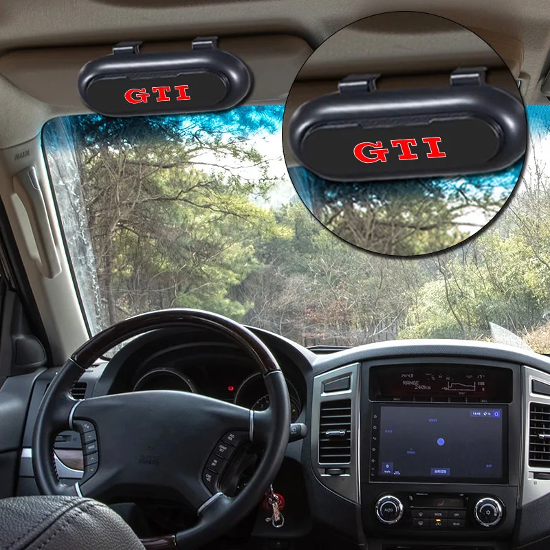 폭스바겐 GTI 제타 MK5 MK6 골프-4 5 6 7 파사트 3B7 601 171 B5 B6 B7 T4용 차량 햇빛 가리개 안경 보관함 홀더 정리함 엠블럼