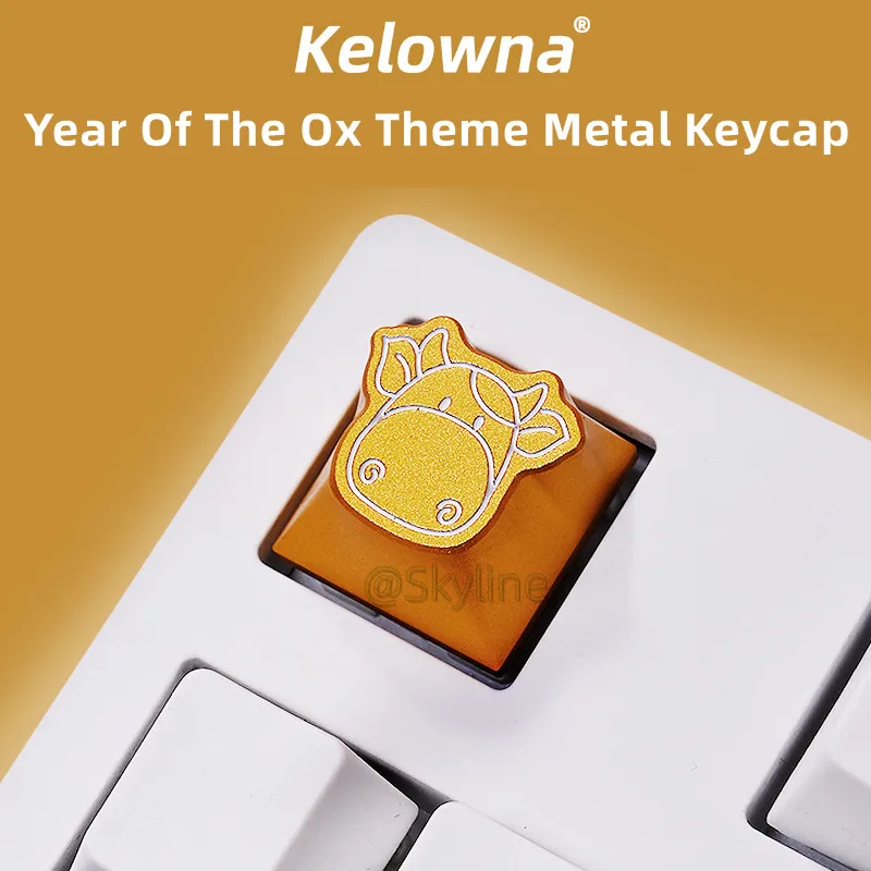 

【In Stock】Kelowna Year Of The Ox Theme Metal Keycap Cnc Aluminum Oxide R4 Original High Mechanical Keyboard Calf Keycap