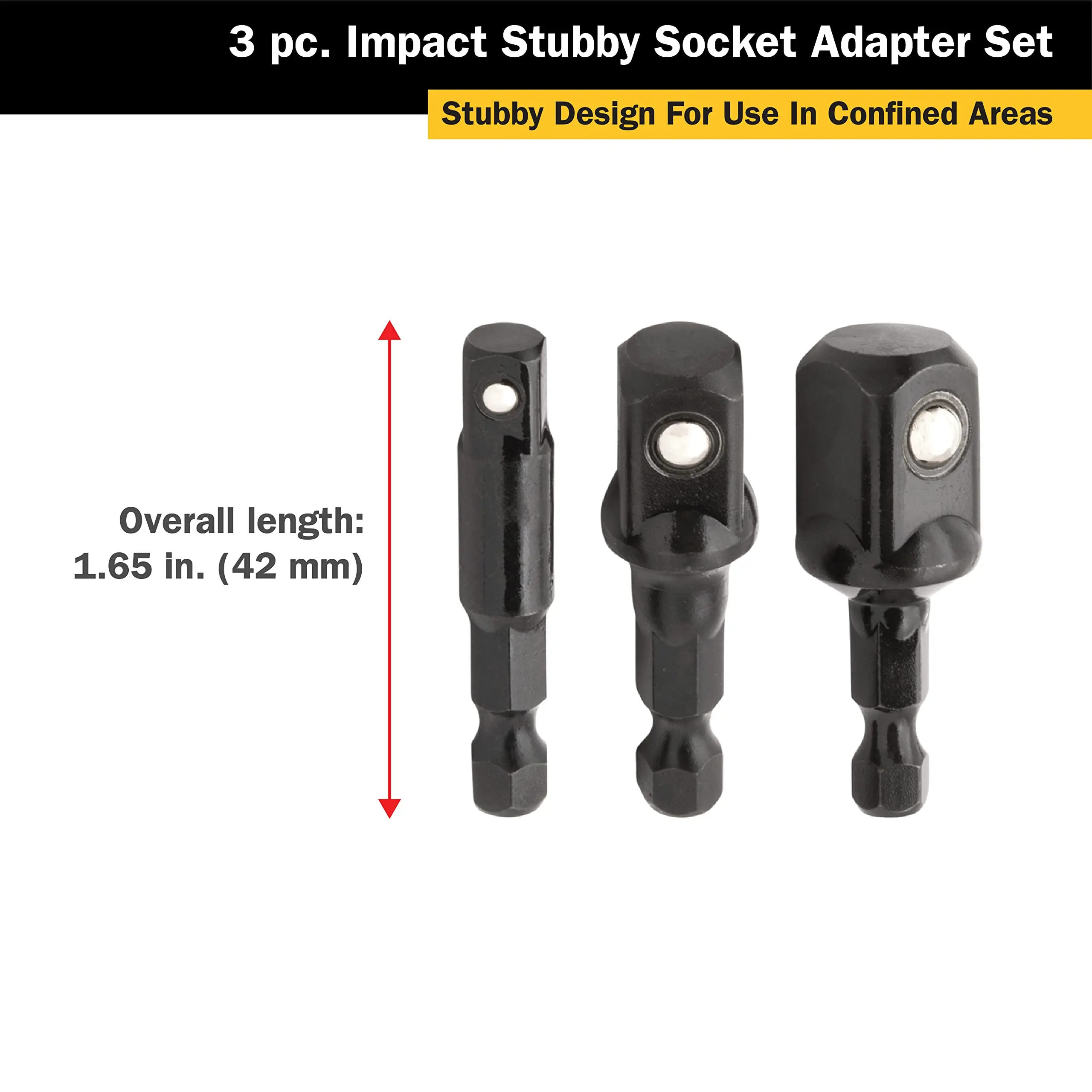 Impact Socket Adapter 3pcs 1/4 3/8 1/2" Nut Driver Sockets Hex Shank Extension for Screwdriver Handle Tool Black/Silver