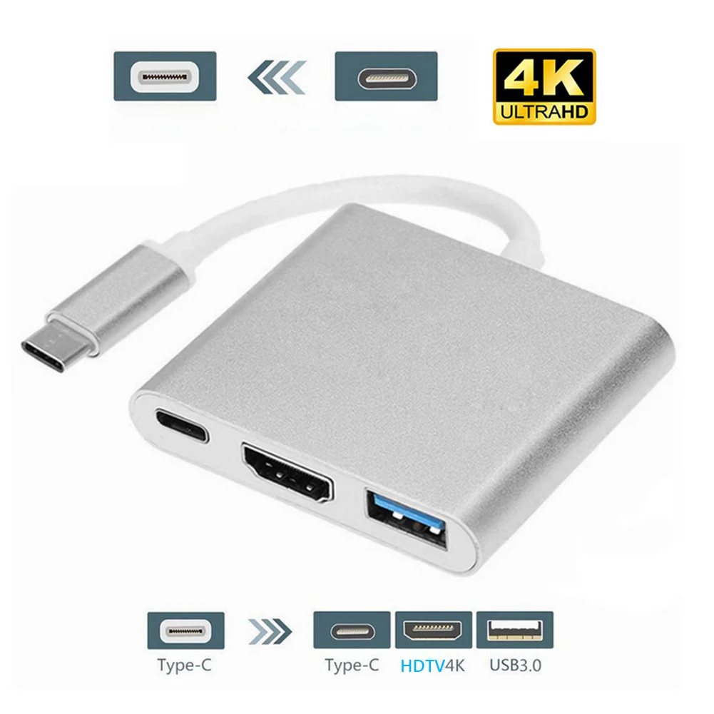 데스크탑 노트북용 멀티 포트 케이블 컨버터, USB C 타입 암 HDMI 호환, 10Gbps