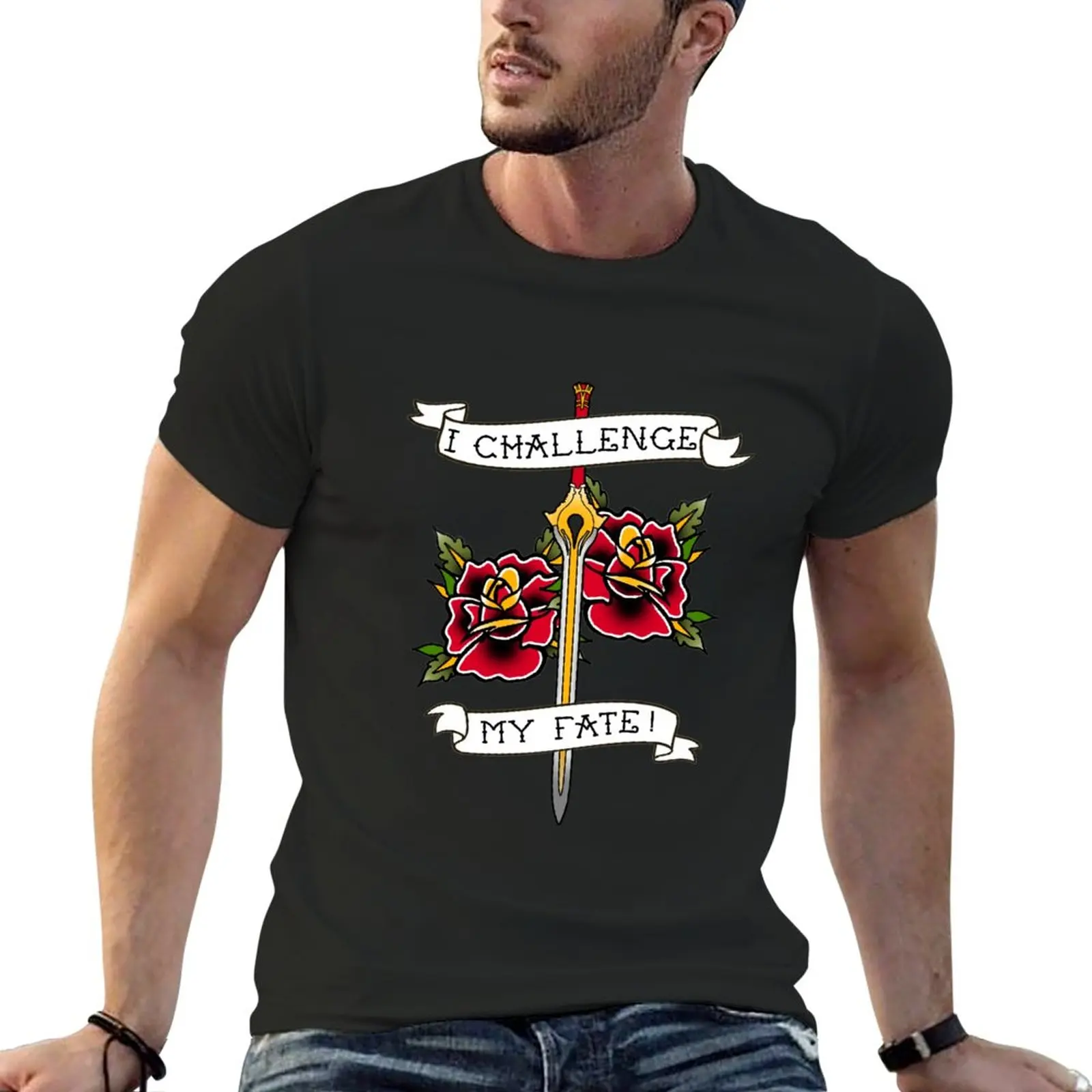 Falchion Fire Emblem Risveglio I Challenge My Fate T-Shirt Top Tees Plain White T-Shirt Uomo