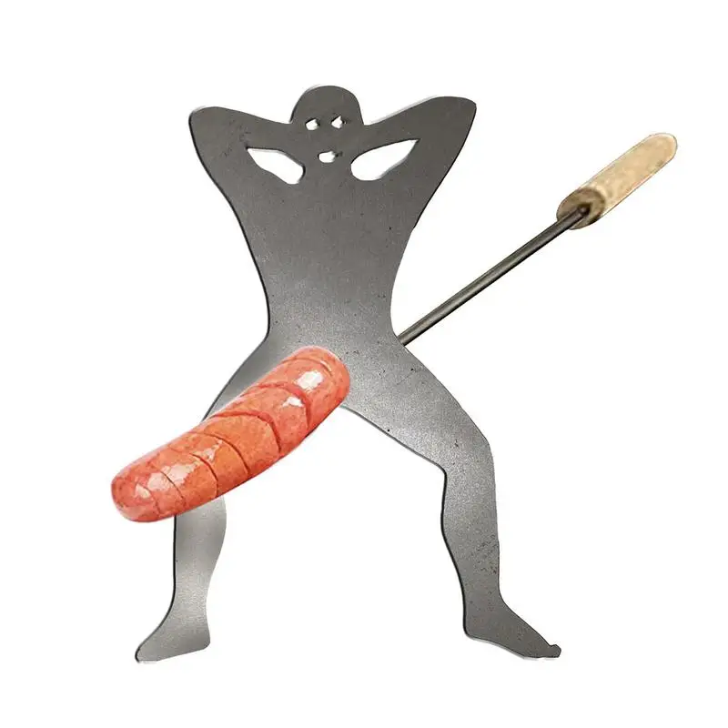 재미있는 핫도그 로스터 금속 소시지 바베큐 도구, 창의적인 핫도그 침, 캠프파이어 그릴 모닥불 파티용 바베큐 캠핑 액세서리