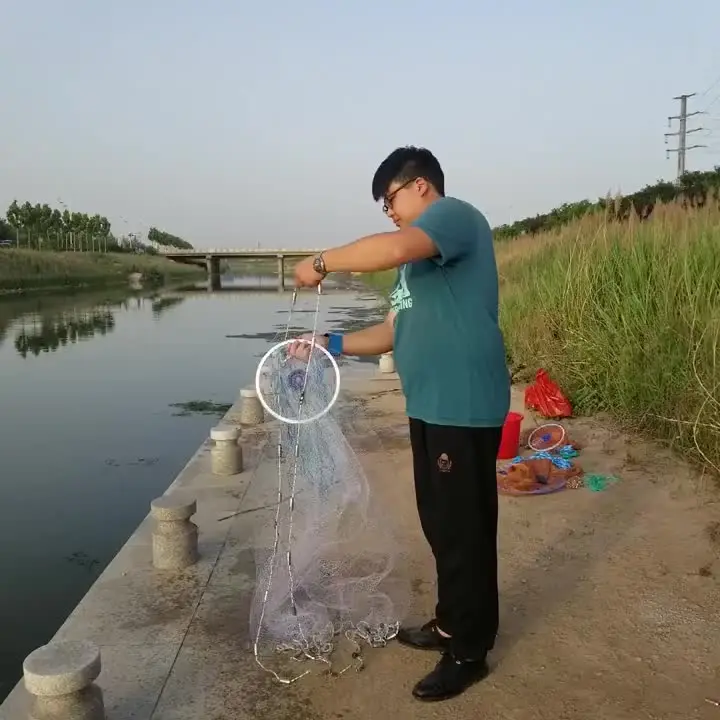 Rete da pesca in acqua salata con anello in alluminio per trappola per esche da lancio per pesci da 0,9 m/1,2 m/1,8 m/2,8 m/2,4 m/3 m/3 m/3 m/3 m/3
