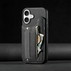 Luxury Zipper Wallet Leather RFID Card Holder Case for Honor 500 Smart (Black)