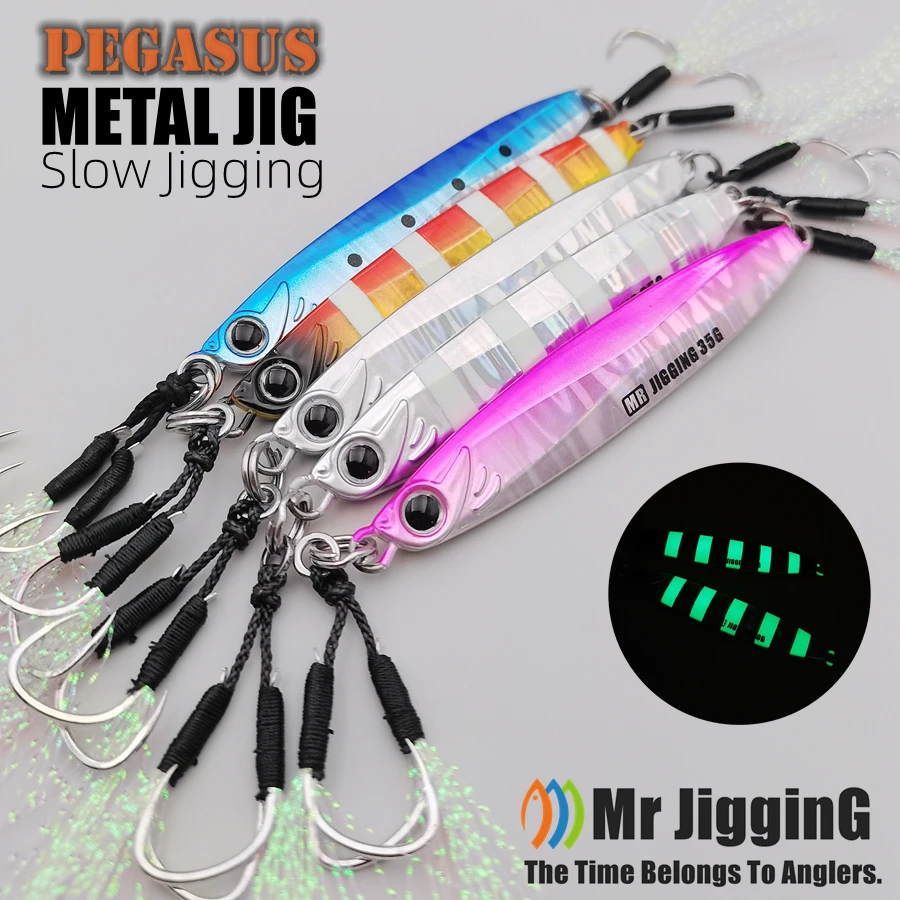 Mr JigginG Saltwater Slow Jigging Lures Metal Jigs 35g 45g 60g 80g