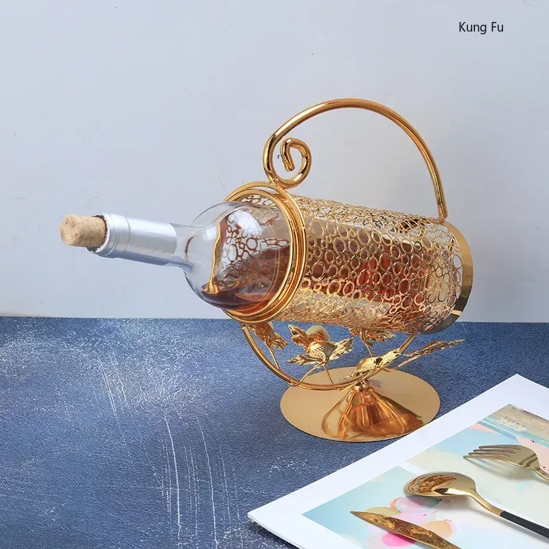 Nordic Iron Art Creative Crafts Red Wine Rack Single Bottle Wine Rack Living Room Decoration Bar Desktop Decoration