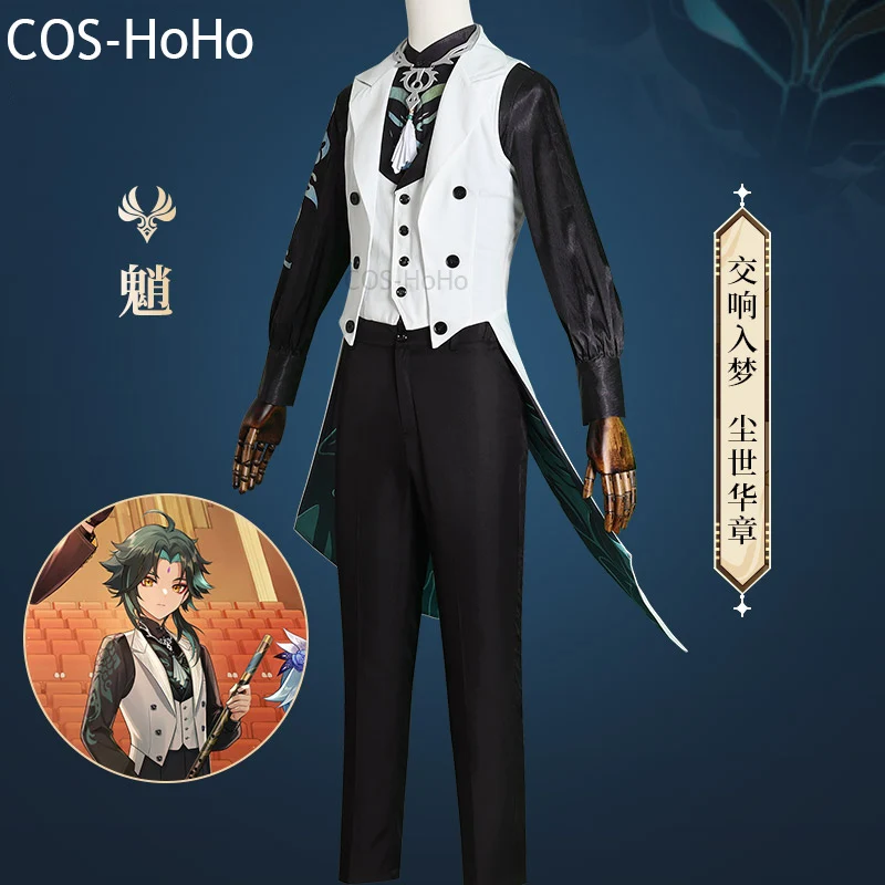 

Костюм COS-HoHo Genshin Impact Xiao для концертных игр, великолепный красивый костюм для косплея, костюм для Хэллоуина, яркий костюм для ролевых игр, любой размер