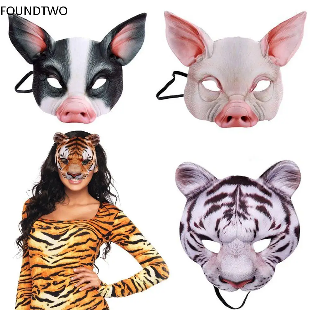 Halloween 3D Tiger Pig Animal Half Face Mask Masquerade Party Cosplay Costume Maschere Per Feste Decorazione Di Halloween