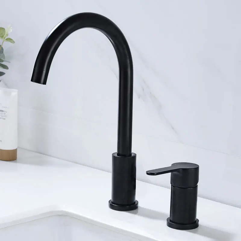 Free Shipping Faucet Bathroom WashBasin Sink Tap Solid Brass Dual Handles Bathtub Mixer Tap 2 Holes Basin Faucet Set 2