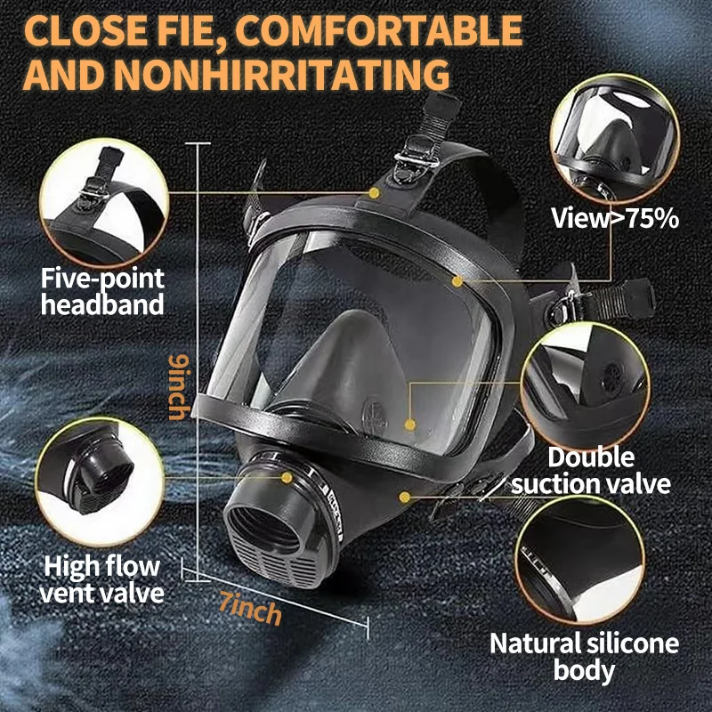 Gas Mask Survival Nuclear Chemical Full Face Respirator with 40mm Activated Carbon Filter for Spray Paint & Chemical