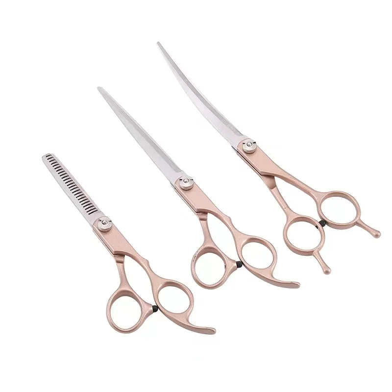 7inch Pet Grooming Scissors Stainless Steel Dog Hair Tool Set Professional Trimming Scissors Curved Scissors Haircutting Scissor