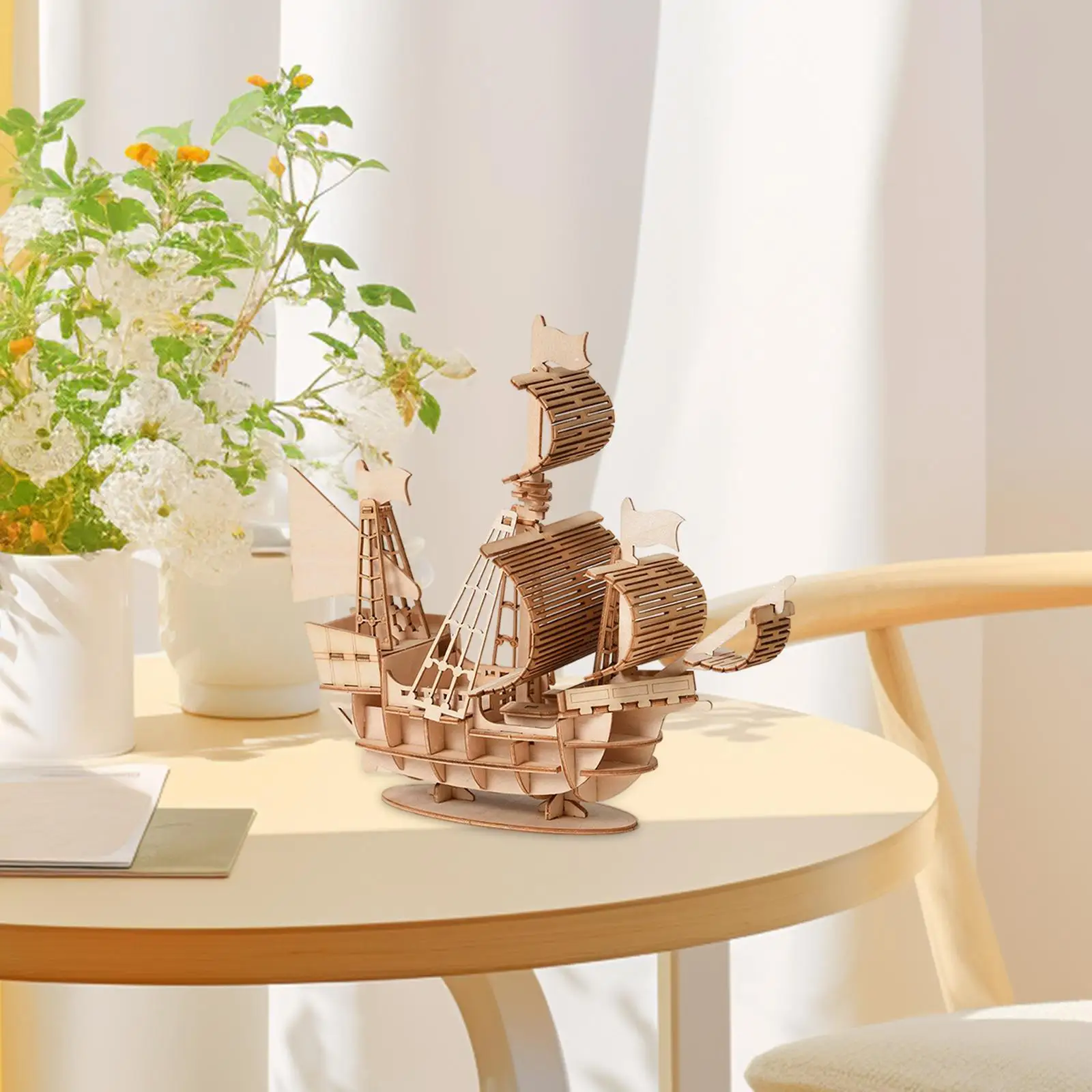 

Puzzle Toy Wooden 3D Sailboat Puzzle Handcrafts Jigsaw Puzzle for Family Gathering Party