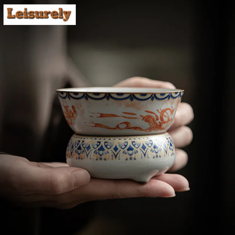 Dunhuang Apsaras Ru Kiln Porcelain Tea Separator Infusor Boutique Tea Strainer Dispenser Tea Brewing Tea Filter Teaware Ornament