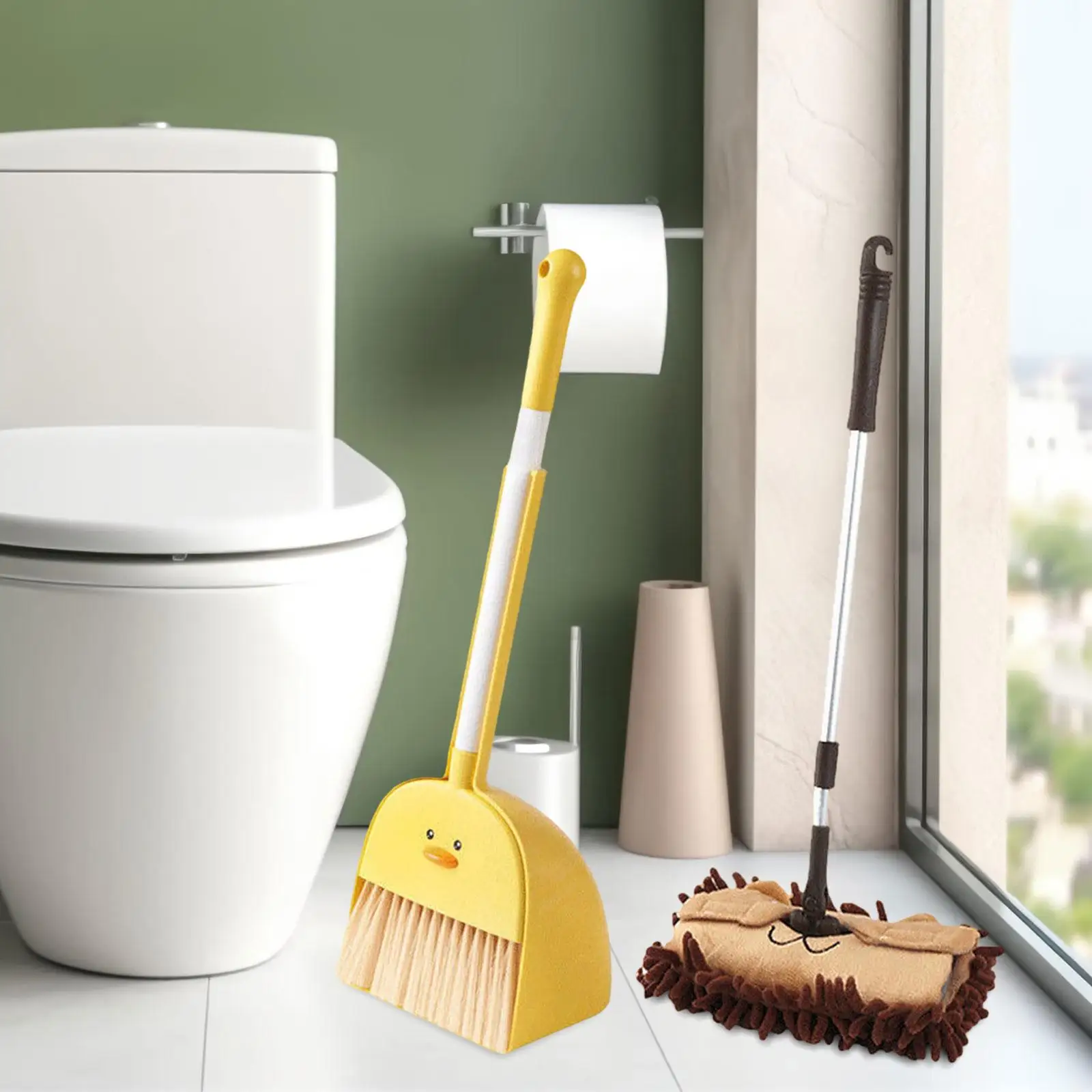 Kids Cleaning Toy Set,Children Housekeeping Cleaning Tools,Cartoon Mini Broom with Dustpan Mop for Kids for Kindergarten