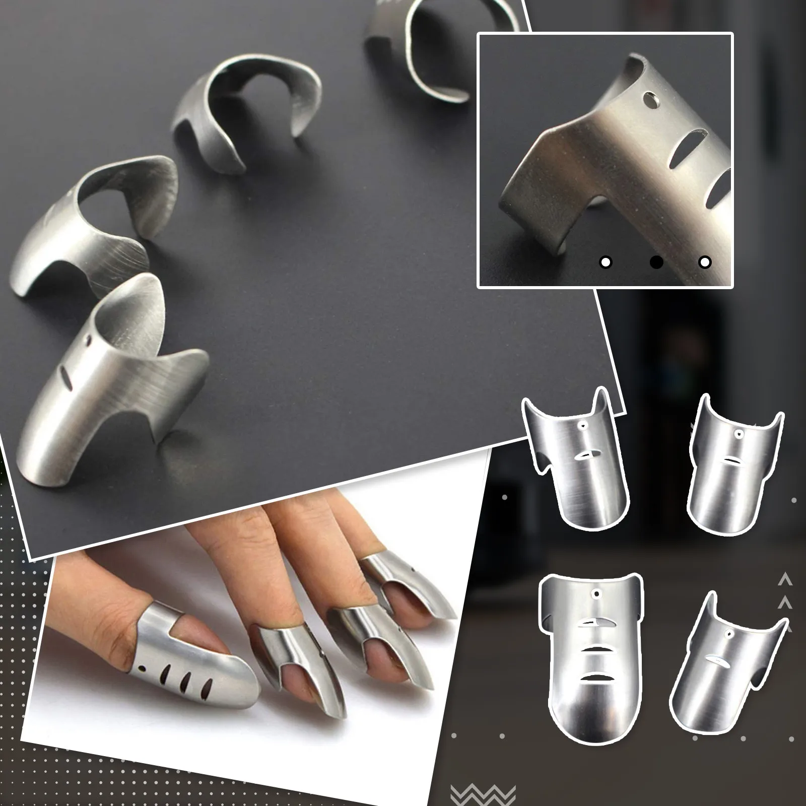 4pc Stainless Steel Vegetable Cutter Finger Guard Protector Gadgets For Hand Safe Easy Cutting Cooking Tools Kitchen Accessories finger protector finger guard