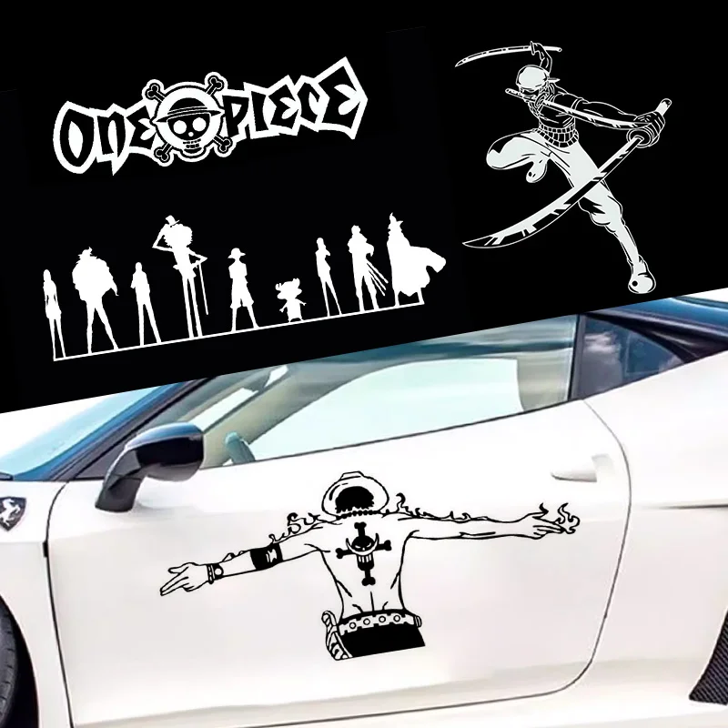 One Piece Anime Sticker Cool Luffy Ace Car Stickers Waterproof Sunscreen Laptop Window Trunk Sticker whale shower curtain bathroom accessorys window for bathrooms waterproof fabric bathroom anime bathroom curtain