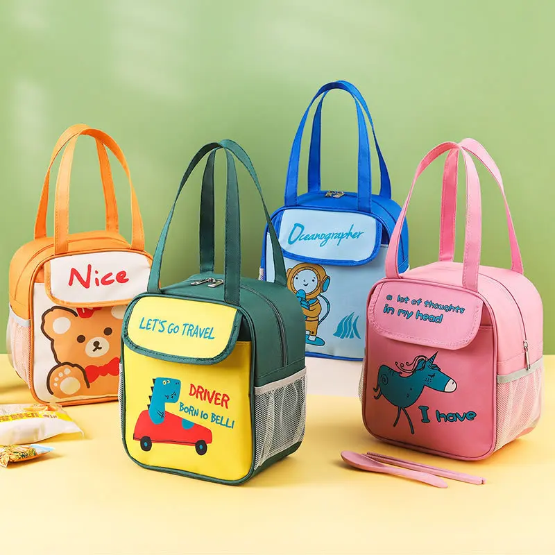 5L Children's Cartoon Cooler Bag Insulated Portable Bento Box Thickened Waterproof Oxford Cloth Thermal Picnic Lunch Bag 10l waterproof oxford cloth lunch bag portable outdoor camping picnic insulated thermal bento case food storage container tote