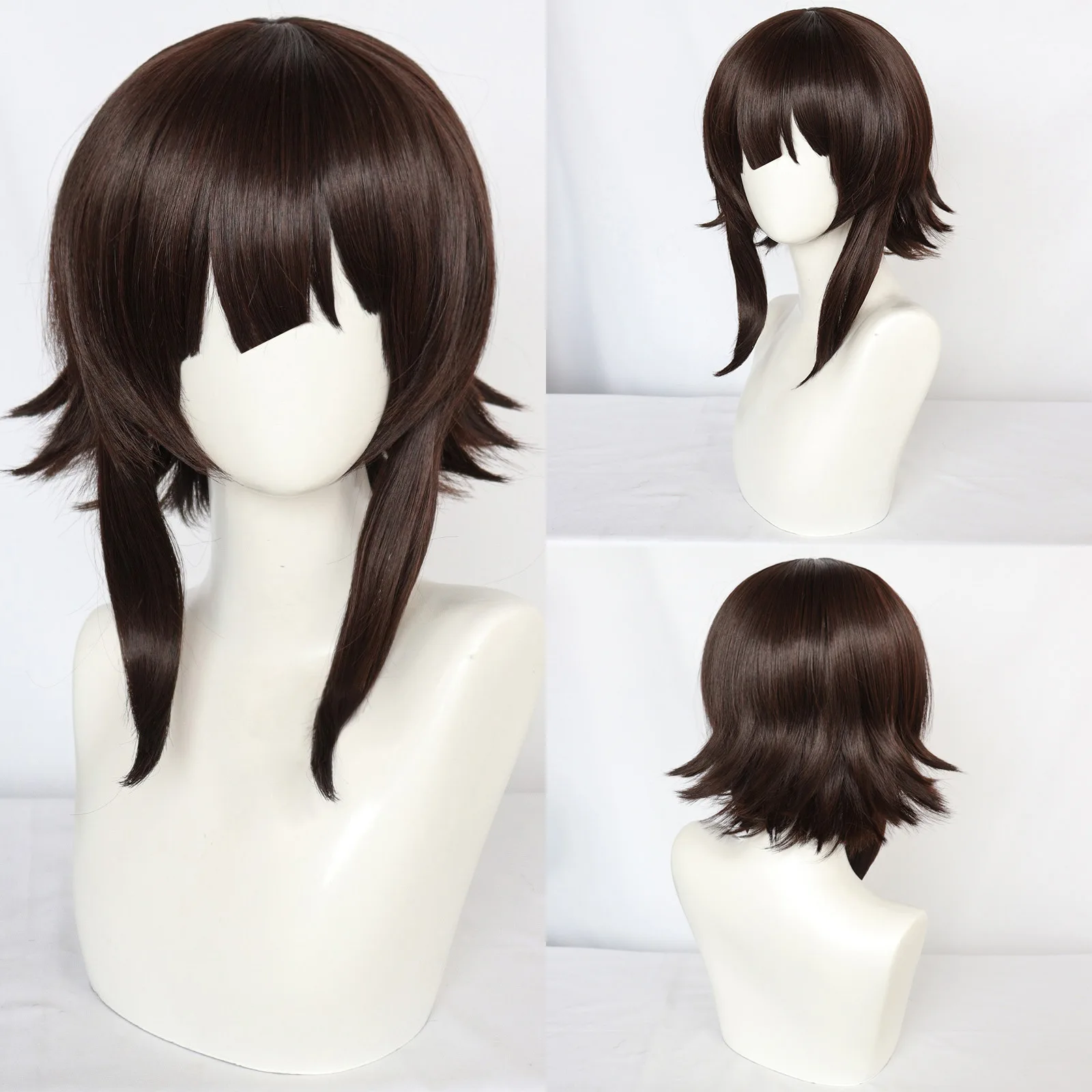 Synthetic Hair Brown Short Straight Offering Blessings for a Better World Cosplay Wig for Halloween Christmas - 6