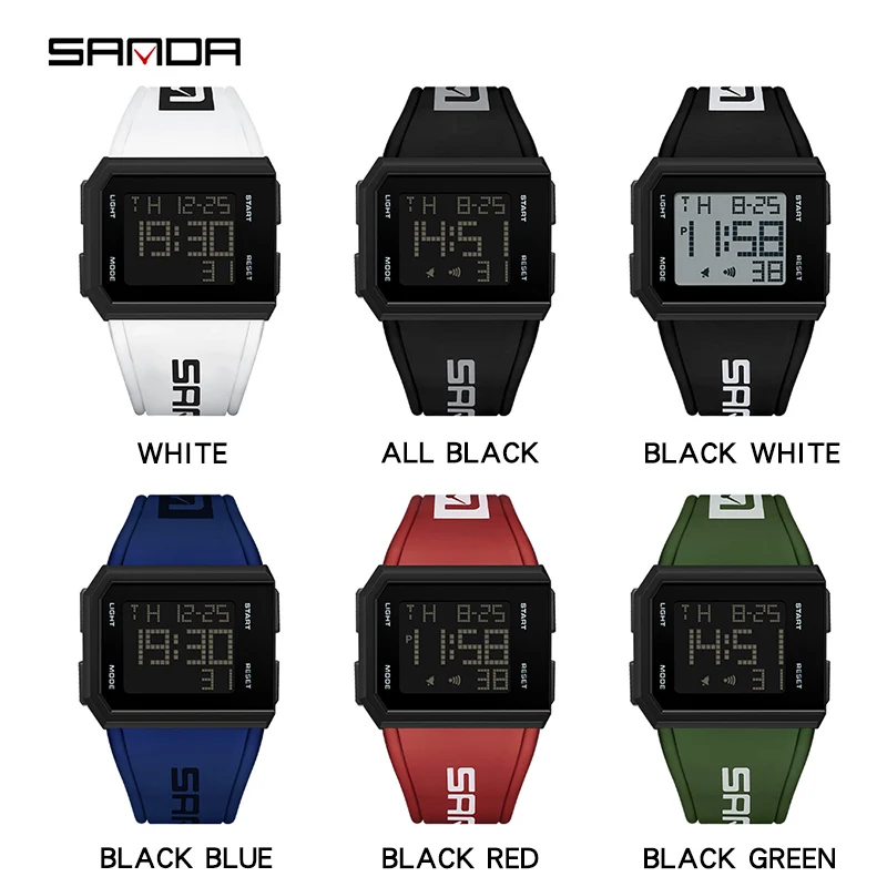 SANDA Brand Men's Digital Watch Chronograph Sport Electronic Bracelet 50M Waterproof Men Wristwatch Alarm Clock Mens Watches 3
