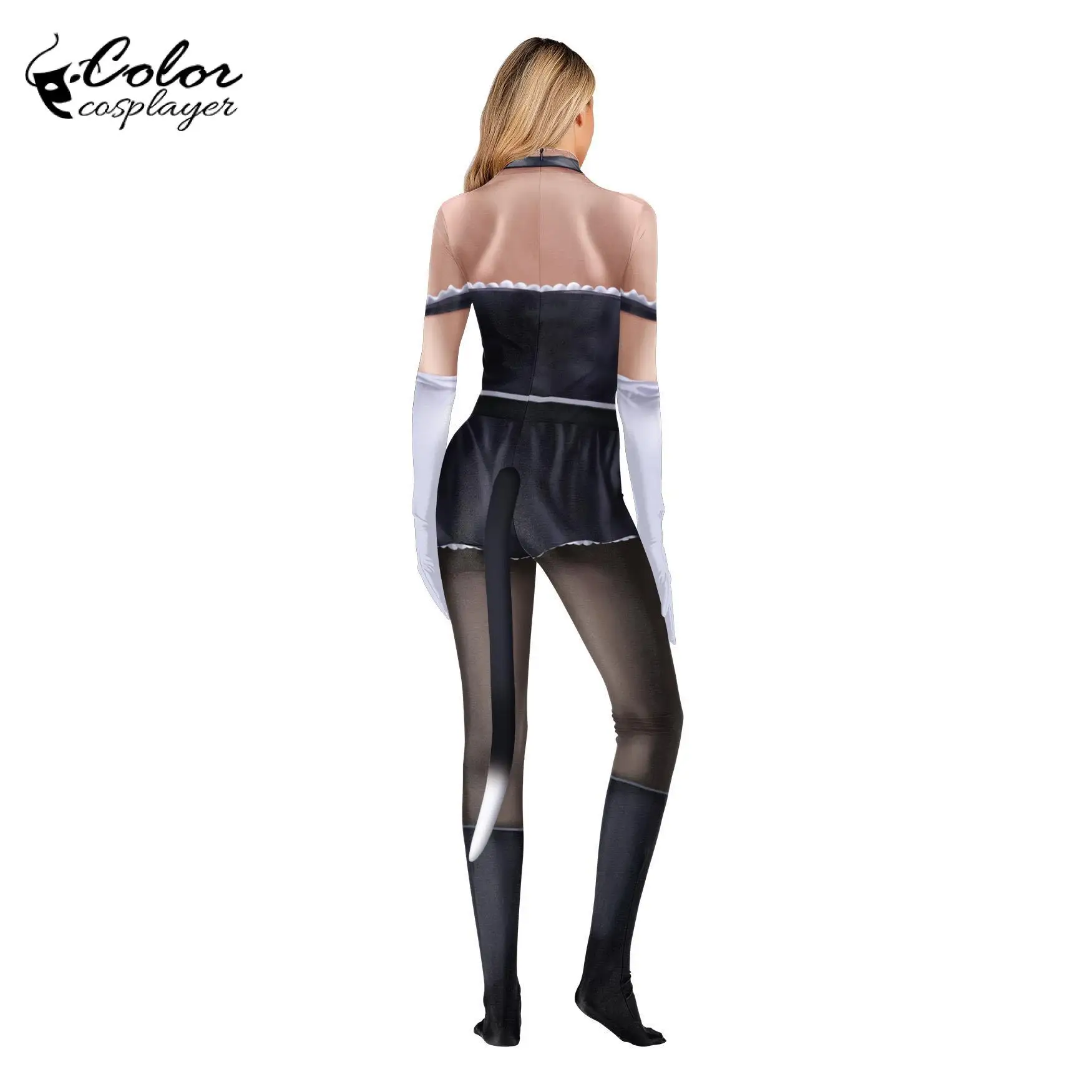 Color Cosplayer New Halloween Costume Sexy Maid Cosplay Costume Printed Carnival Party Zentai Suit Female Full Bondage Bodysuit