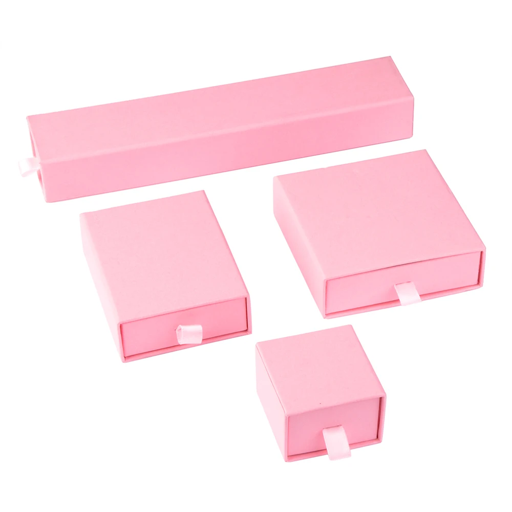 10 teile/los schmuck geschenk display verpackung box mit band kraft papier schiebe schublade ring halskette lagerung schwarzer schwamm gefüllt – Detail 5