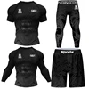 Skull Jiu jitsu Rush Guard MMA Compression T-Shirt+Leggings Sets Bjj Gi Boxing Rashguard Men's Grappling Kickboxing Jerseys 1